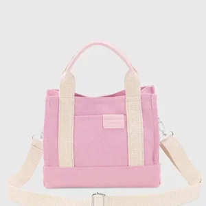 Womens Pink Canvas Tote Bag
