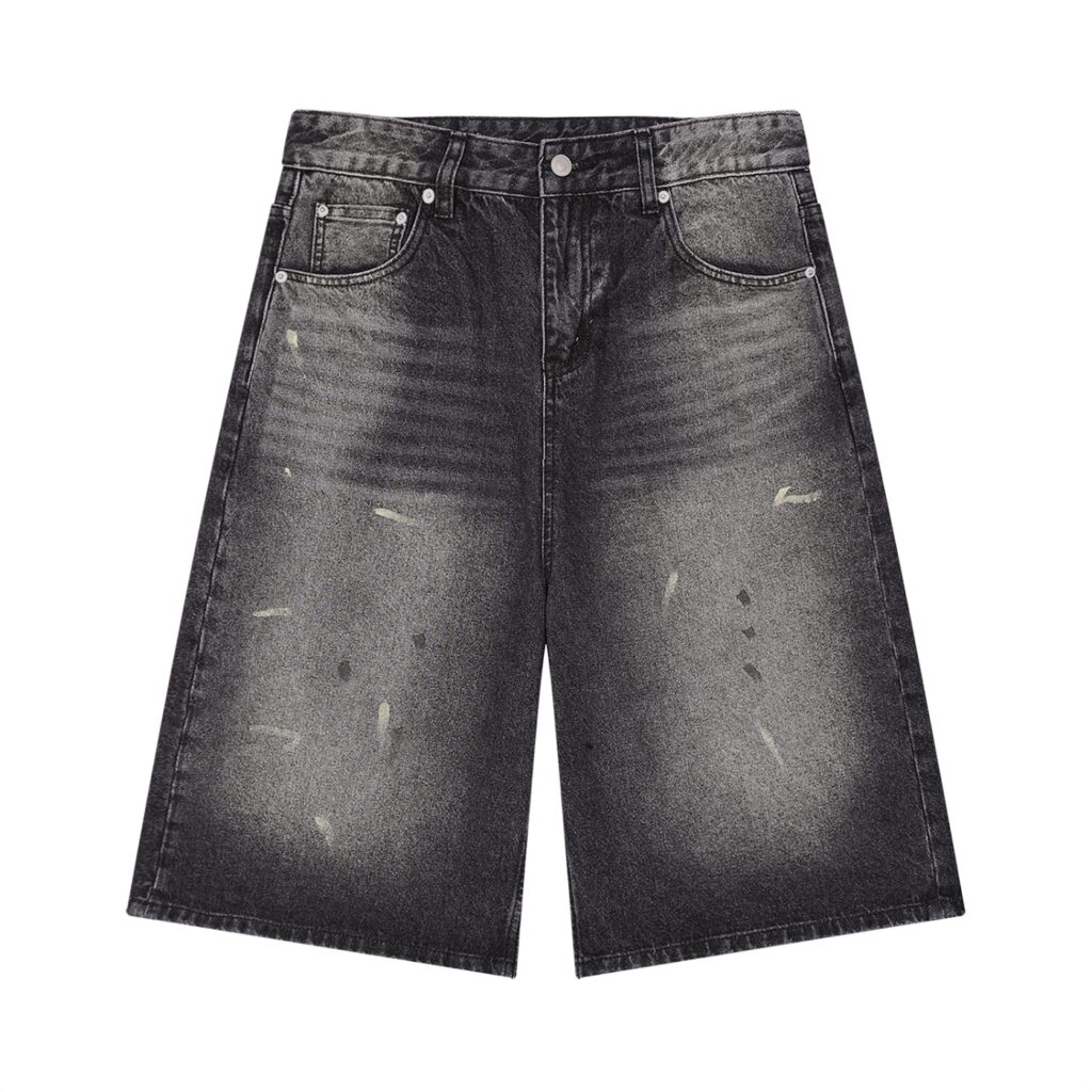 Men’s Vintage Wash Wide Leg Denim Shorts