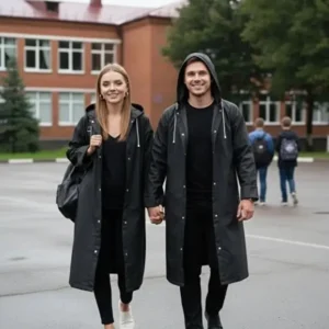 Black Waterproof & Windproof Raincoat