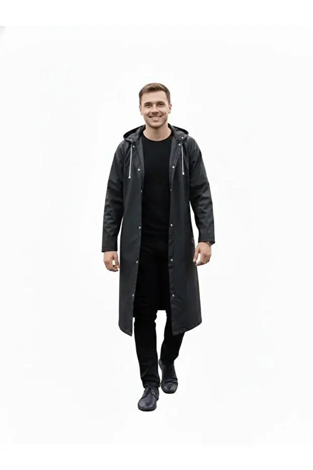 Black Waterproof & Windproof Raincoat - Image 3