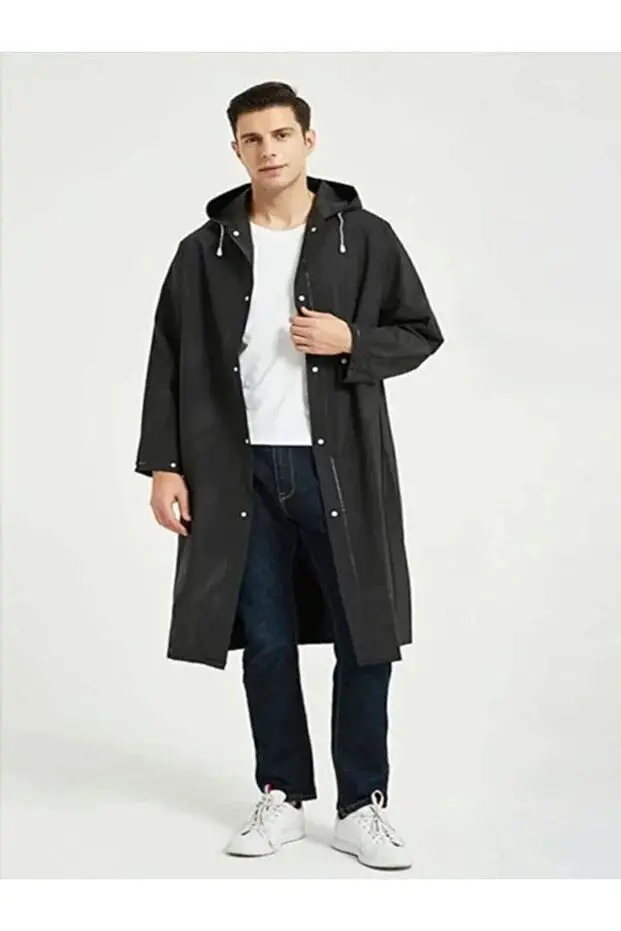 Black Waterproof & Windproof Raincoat - Image 7