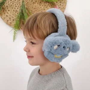 Boys Blue Plush Winter Earmuffs Fluffy Puppy Ear Warmers for Kids