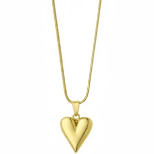 Stainless Steel Snake Chain Dome Heart Necklace