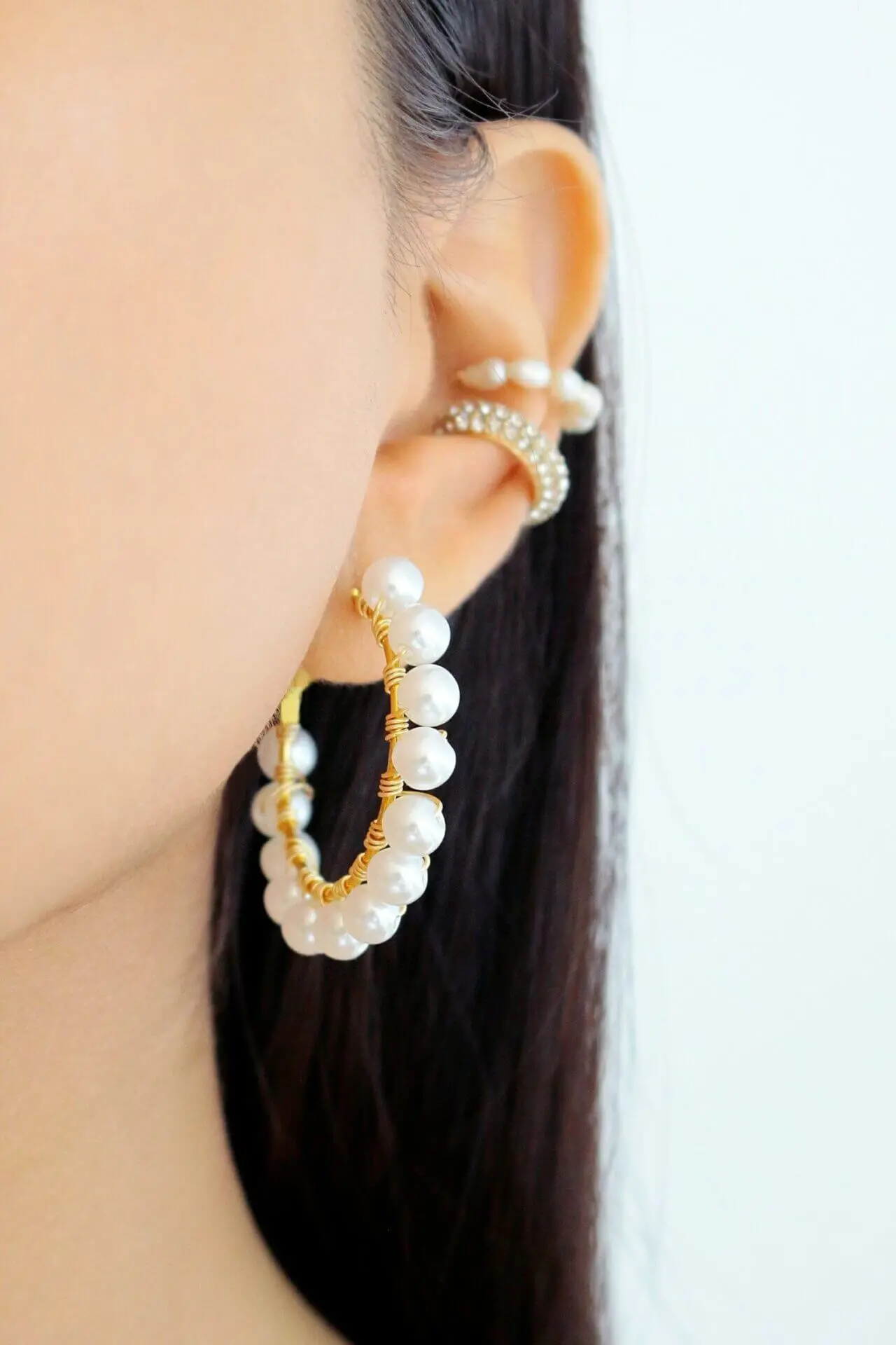 "Aurora" | 24K Pearl Hoops - Image 2