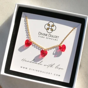"Love Trilogy" | 3 Red Hearts 24K Necklace
