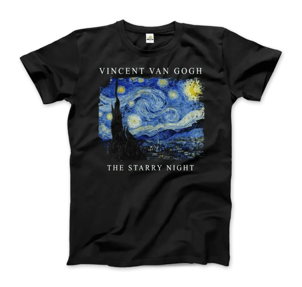 Van Gogh the Starry Night, 1889 artwork t-shirt