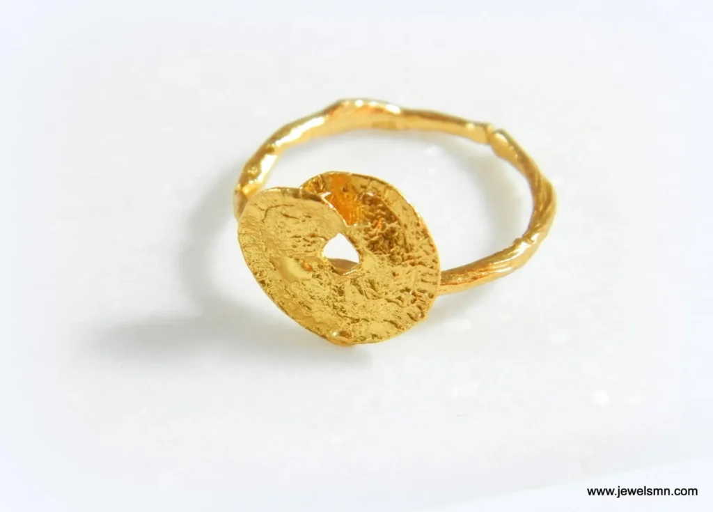 Twig Leaf Ring: Adjustable Gold-Plated Brass Nature Jewelry