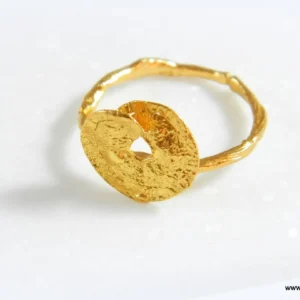 Twig Leaf Ring: Adjustable Gold-Plated Brass Nature Jewelry