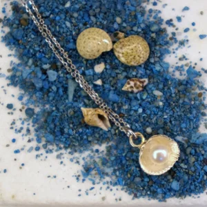 Nature-Inspired Sterling Silver Necklace with Freshwater Pearl (Dainty, Handmade)