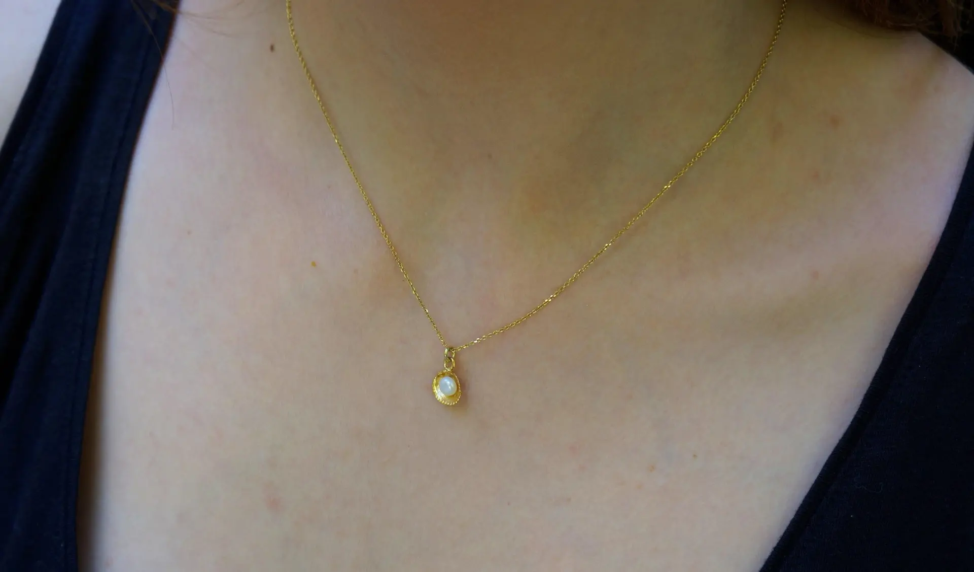 Nature-Inspired Sterling Silver Necklace with Freshwater Pearl (Dainty, Handmade) - Image 3