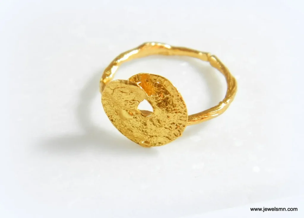 Twig Leaf Ring, Adjustable Sterling Silver with Gold Plating, Nature-Inspired Jewelry Gift