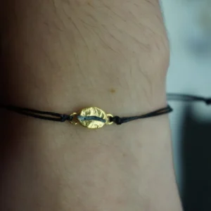 Coffee Bean Bracelet, Sterling Silver or Gold-Plated, Adjustable Cord, Minimalist Jewelry