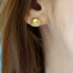 Sea Shell Earrings: Nature-Inspired Small Studs (Silver or Gold Plated)