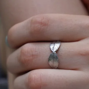 Silver Rose Ring, Gold-Plated Sterling Silver Jewelry, Rose Leaf Band, Unique Gift for Her, Birthday Gift for Women, Handmade Jewelry
