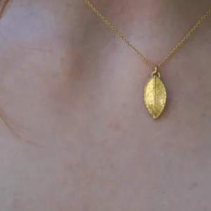 Rose Leaf Necklace: Minimalist Design - 14K Gold Plated Brass