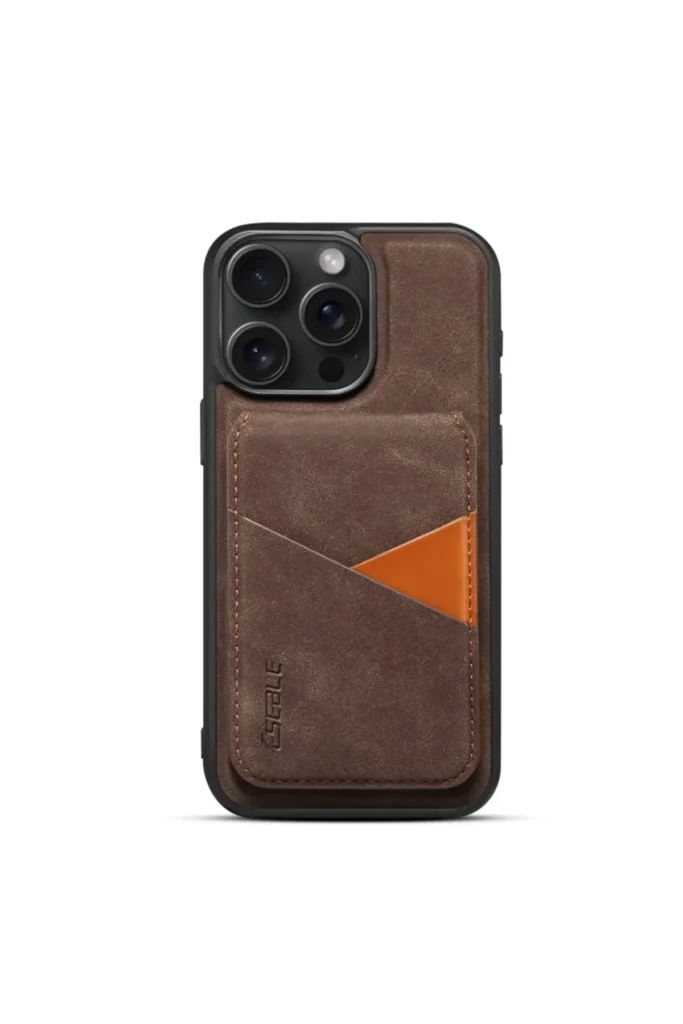 iPhone 16 Case Msafe Retro Faux Leather Cover with Charging Feature and Card Holder