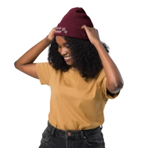 Let it snow embroidered organic ribbed beanie - cute gift idea for Christmas, for winter