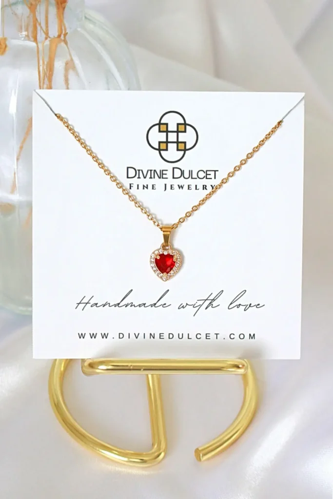 Darling | 24K Red CZ Heart Necklace