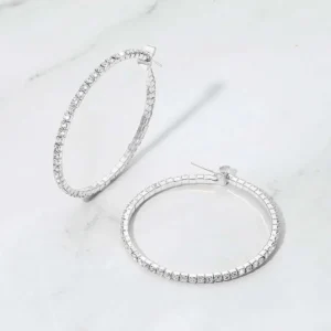 40mm Rhinestone Paved Hoop Earrings