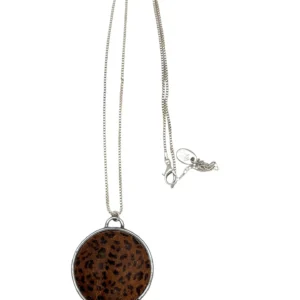 Collar largo Disco Print Animal en piel y plata 10