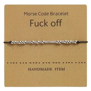 Morse Code Bracelet Silver Beads - F Off