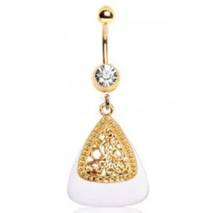 White & Gold Triangle Navel Ring