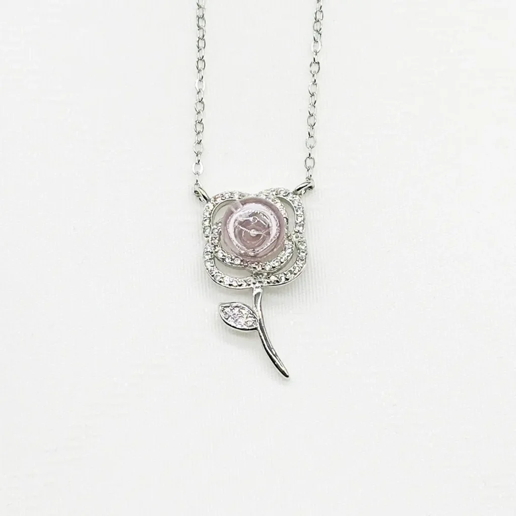 Sterling Silver Rose Garden Aroma Necklace - Pink | Energy & Healing | Diffuse on the go