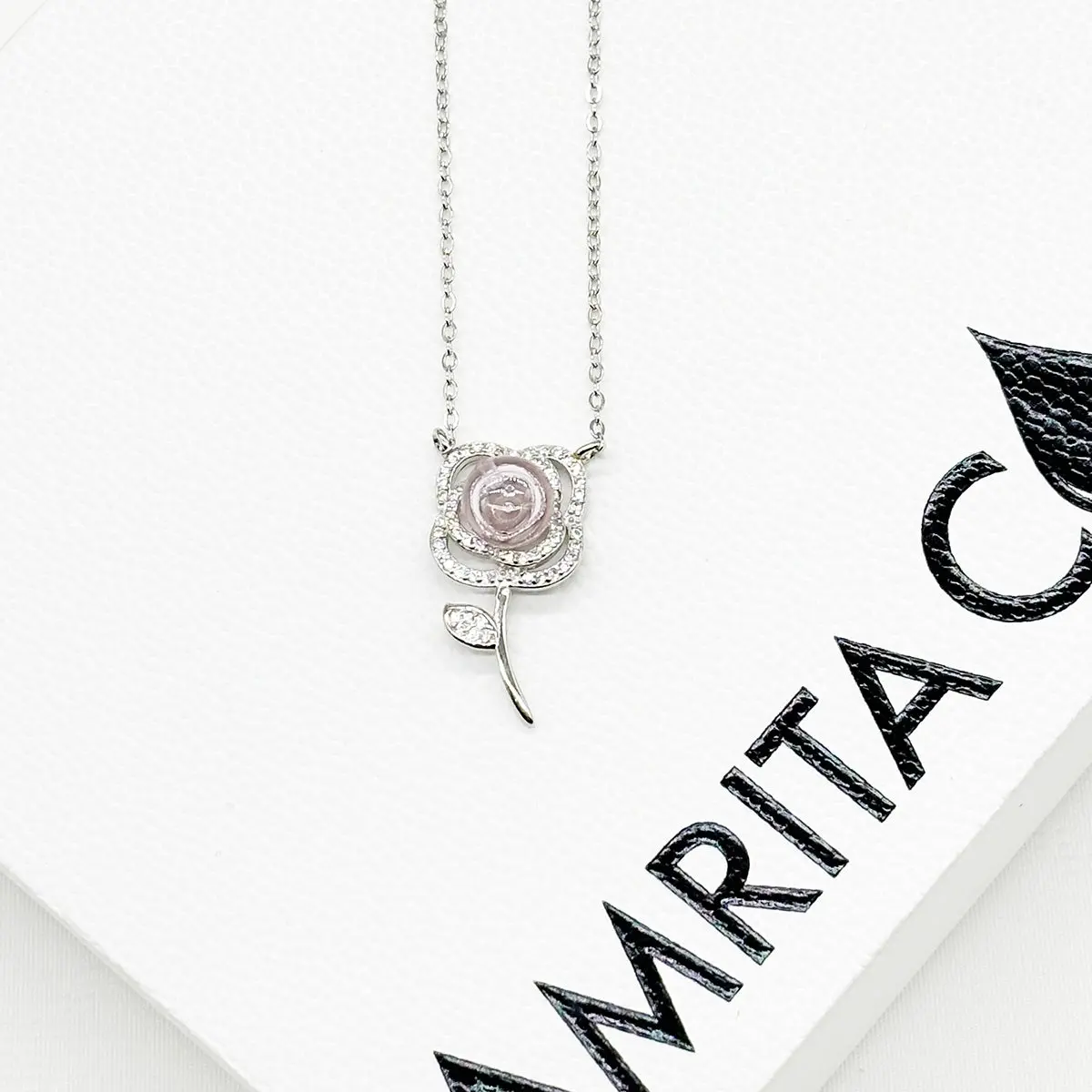 Sterling Silver Rose Garden Aroma Necklace - Pink | Energy & Healing | Diffuse on the go - Image 2