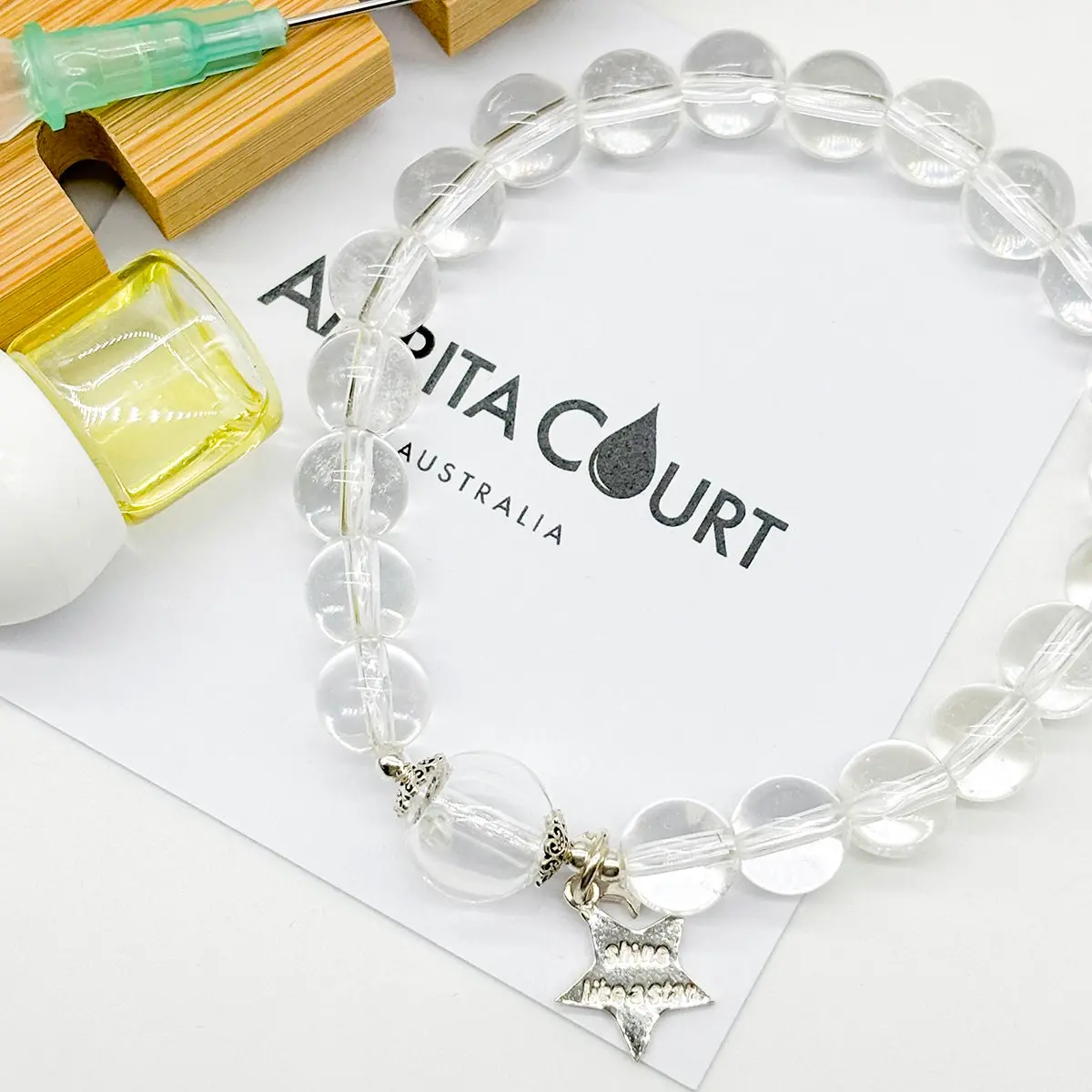 Sterling Silver Crystal Aroma Bracelet - Clear Quartz | Energy & Healing | Diffuser Jewellery | Gift for her