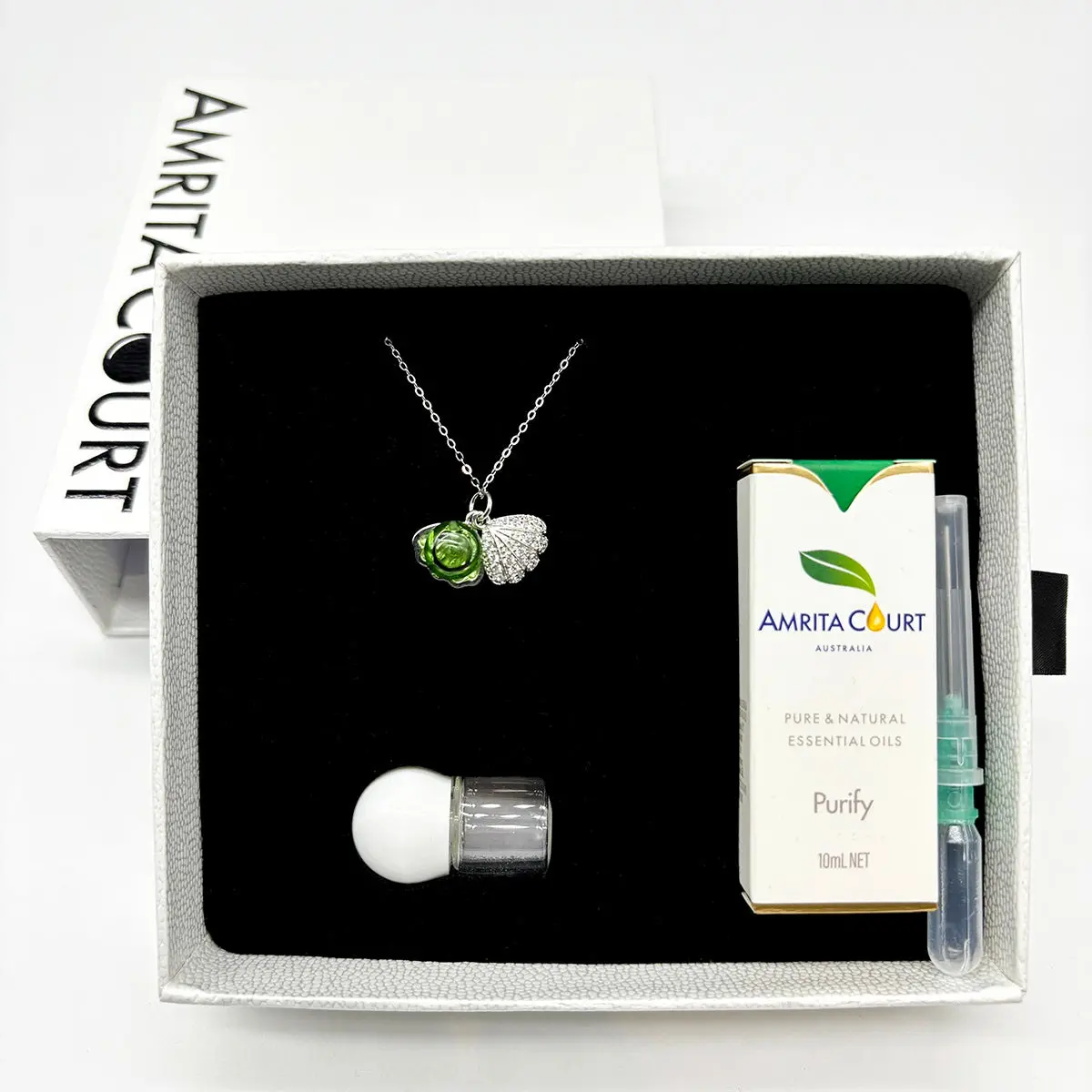 Diamond Shell Murano Aroma Necklace - Electric Lime | Energy & Healing | Diffuse on the go | Sterling Silver Gift - Image 2