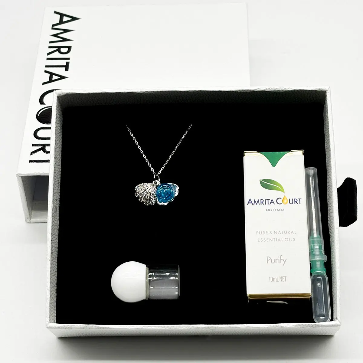 Diamond Shell Murano Aroma Necklace - Aqua Blue | Energy & Healing | Diffuse on the go | Sterling Silver Gift - Image 2