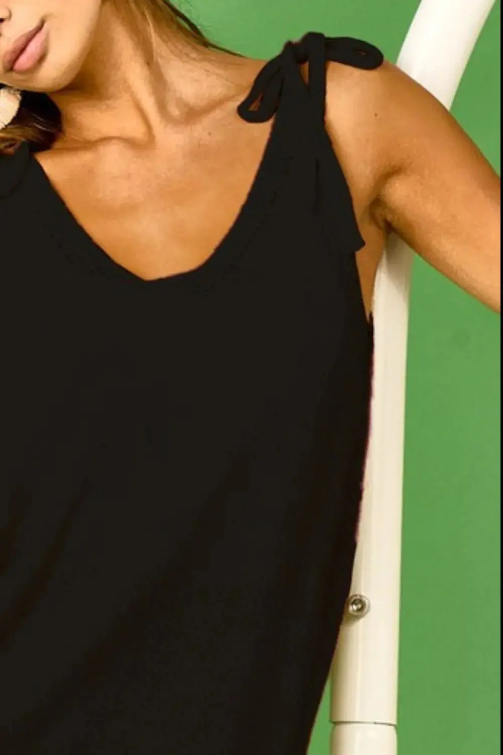 BiBi Tied Shoulder Solid Knit Top - Image 2