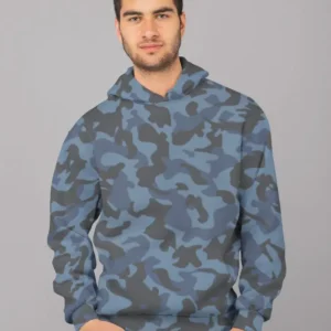 Blue Camouflage Pattern Mosaic Style Plakat (1) UNISEX Sublimation Hoodie