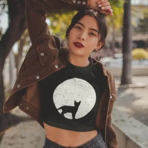 Night Cat Women's Crop Top