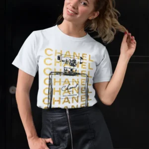 Perfume Bottle With Gold Writing Women T-shirt