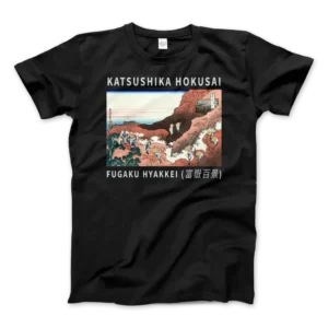 Hokusai Climbing on Mt. Fuji artwork t-shirt